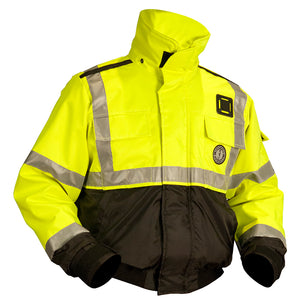 Mustang ANSI High Vis Flotation Bomber Jacket - Fluorescent Yellow/Green/Black - Small [MJ6214T3-239-S-206]